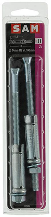 Mack 1019940 - keilbout met draadst. verzinkt2 st m8 x 100 mm | 5 stuks
