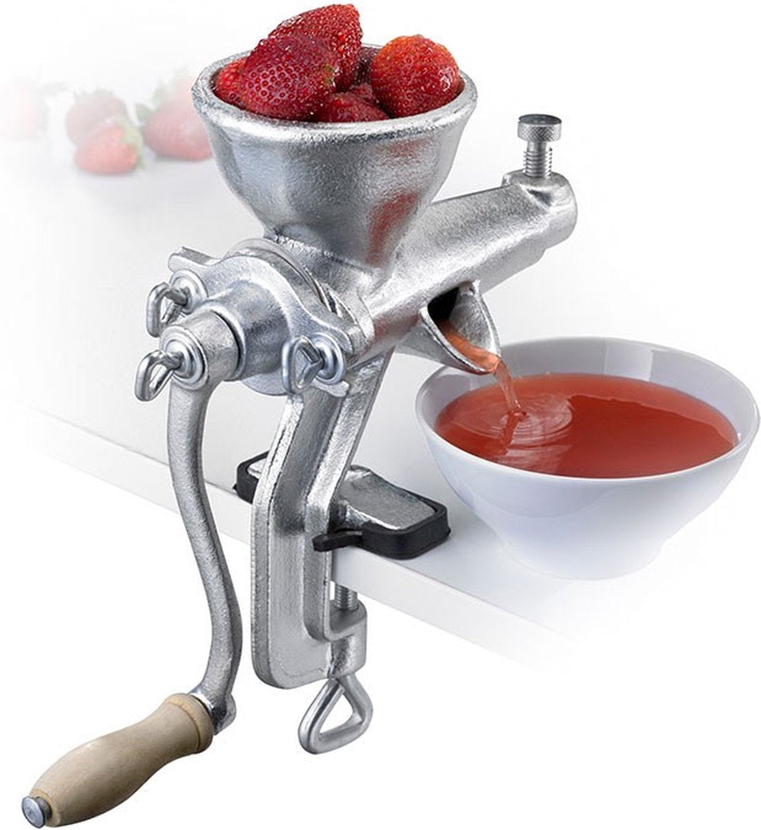 Westmark fruit- en bessenpers, met schroefklem voor tafelmontage, staal, starke else, zilver, 97482260