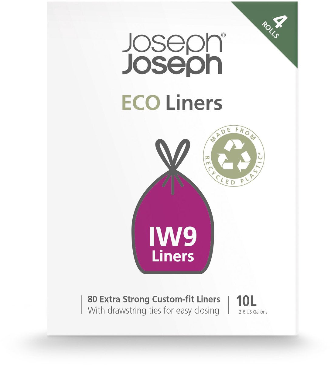 Joseph joseph deutschland gmbh joseph joseph eco liners afvalzakken grijs - iw9 - 10 l - 80 stuks