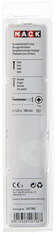 Mack 1017993 - spaanplaatschroef vz kop geelverz. 16st 5,0 x 100 mm | 5 stuks