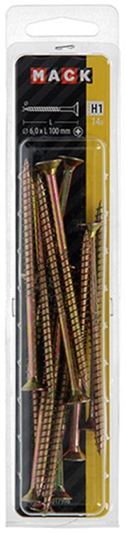 Mack 1017998 - spaanplaatschroef vz kop geelverz. 14st 6,0 x 100 mm | 5 stuks