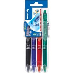 Pilot frixion - clicker pennenset 0.7mm - zwart, blauw, groen, rood - per 4 verpakt
