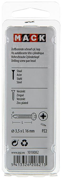 Mack 1018082 - zelfborende schroef cylkop verz.105st 3,5 x 16 mm | 5 stuks