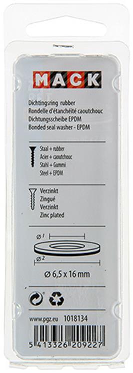Mack 1018134 - dichtingsring rubber verzinkt 40 st 6,5 x 16 mm | 5 stuks