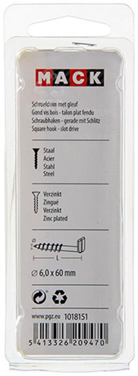 Mack 1018151 - schroefduim met gleuf verzinkt12 st 6,0 x 60 mm | 5 stuks