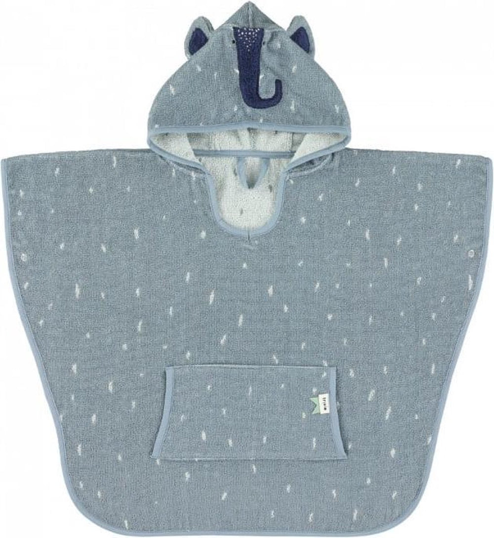 Trixie poncho - mrs. elephant - 100% biologisch katoen - badcape kind met capuchon - met leuke details