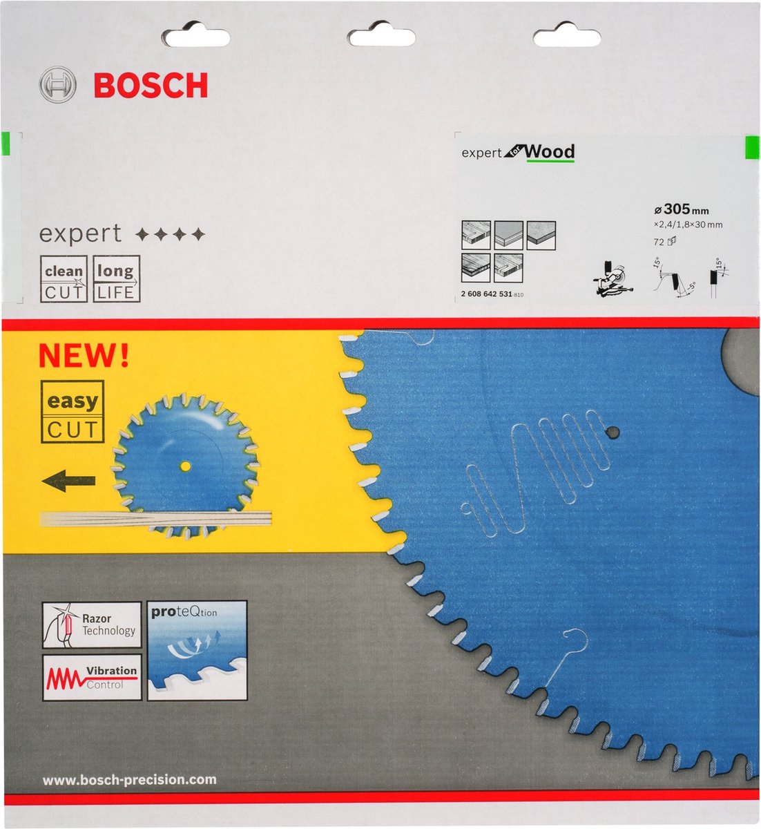 Bosch - cirkelzaagblad expert for wood 305 x 30 x 2,4 mm, 72
