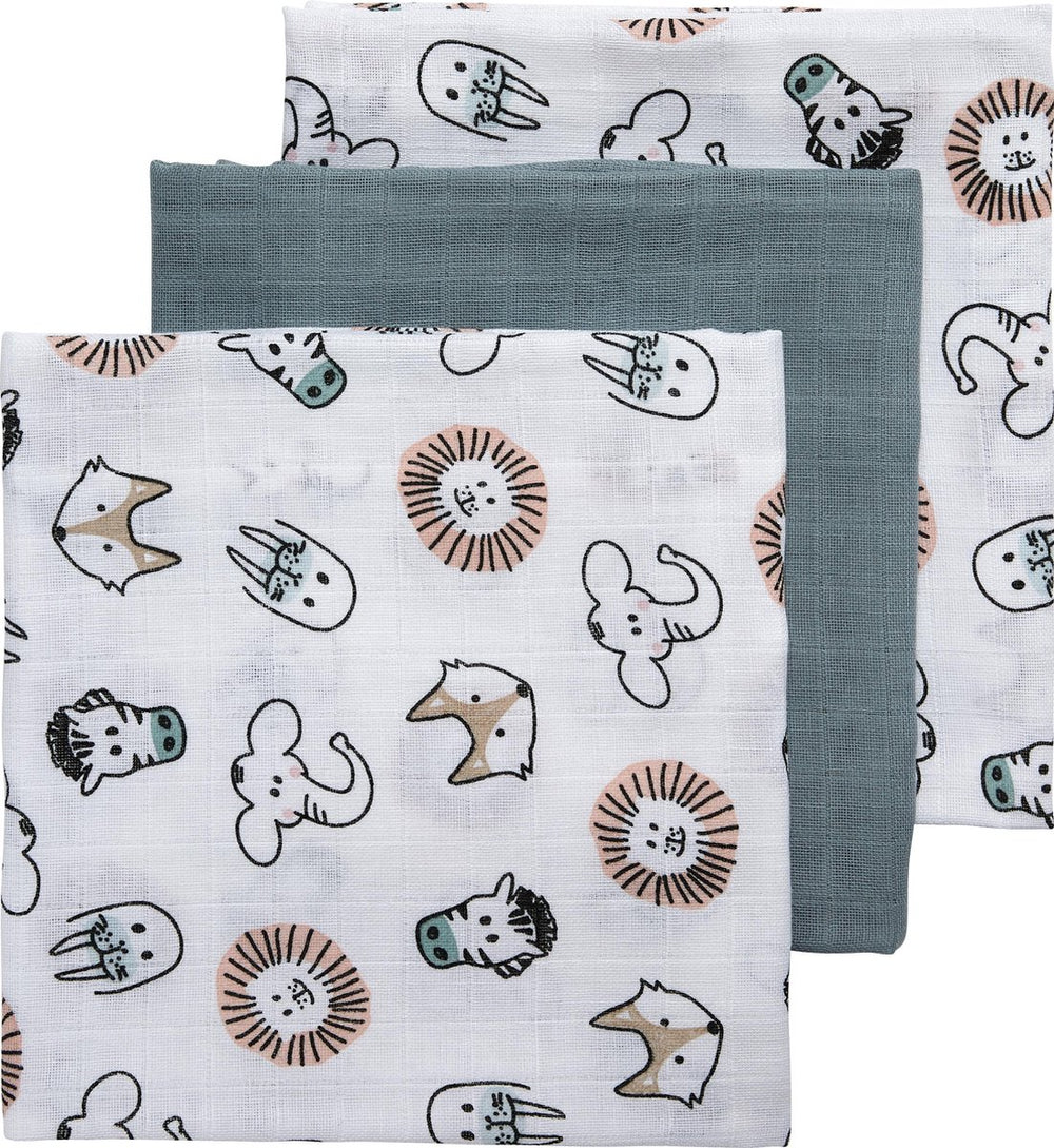 Meyco baby animal hydrofiele doeken - 3-pack - multicolour - 70x70cm
