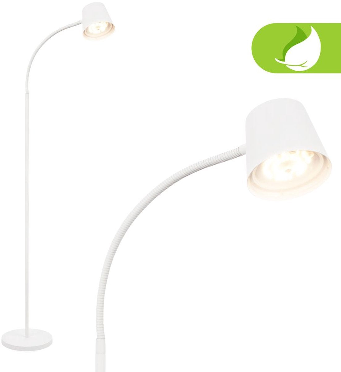 B.k.licht briloner cielo - oplaadbare vloerlamp - dimbaar - led staande lamp - snoerloze - usb-c - 126,5 x 21 cm - wit