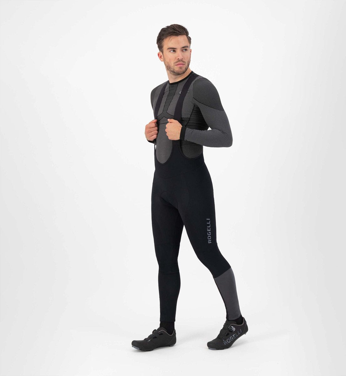 Rogelli essential hi vis fietsbroek heren - bretels - zwart - s