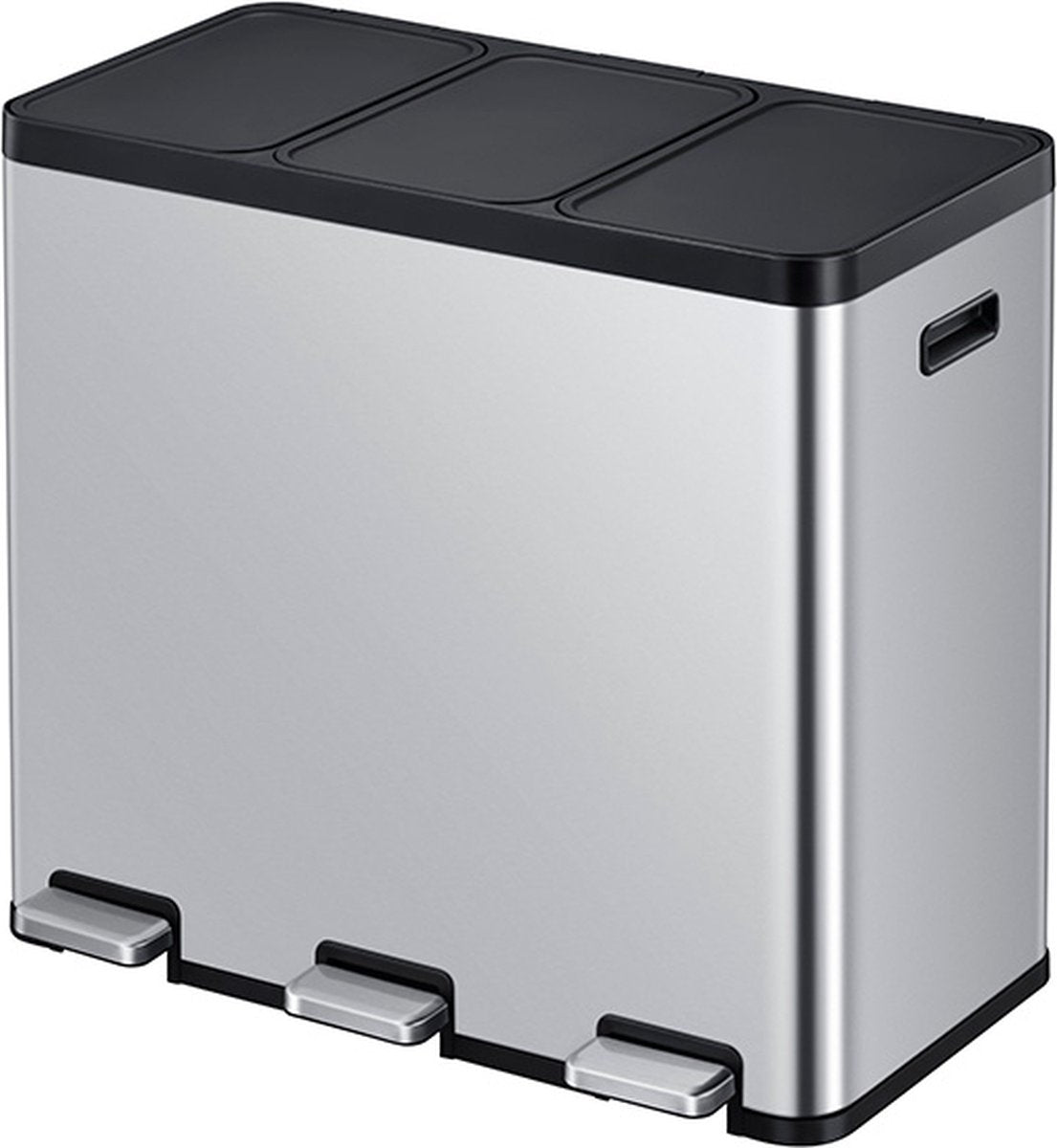 Eko - essential 1 recycler pedaalemmer 20+20+20 liter - stainless steel plastic - mat rvs - prullenbak