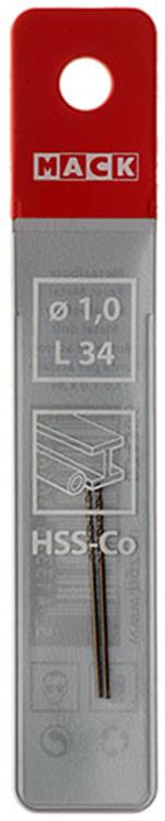 Mack 1018418 - metaalboor hss co5% din 338 ø 1,0 x 34 mm 2st | 5 stuks
