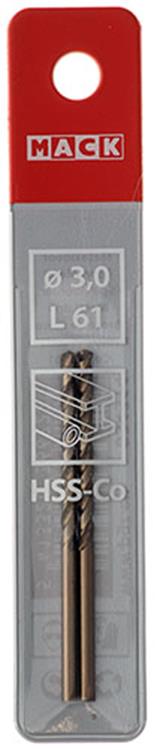 Mack 1018422 - metaalboor hss co5% din 338 ø 3,0 x 61 mm 2st | 5 stuks