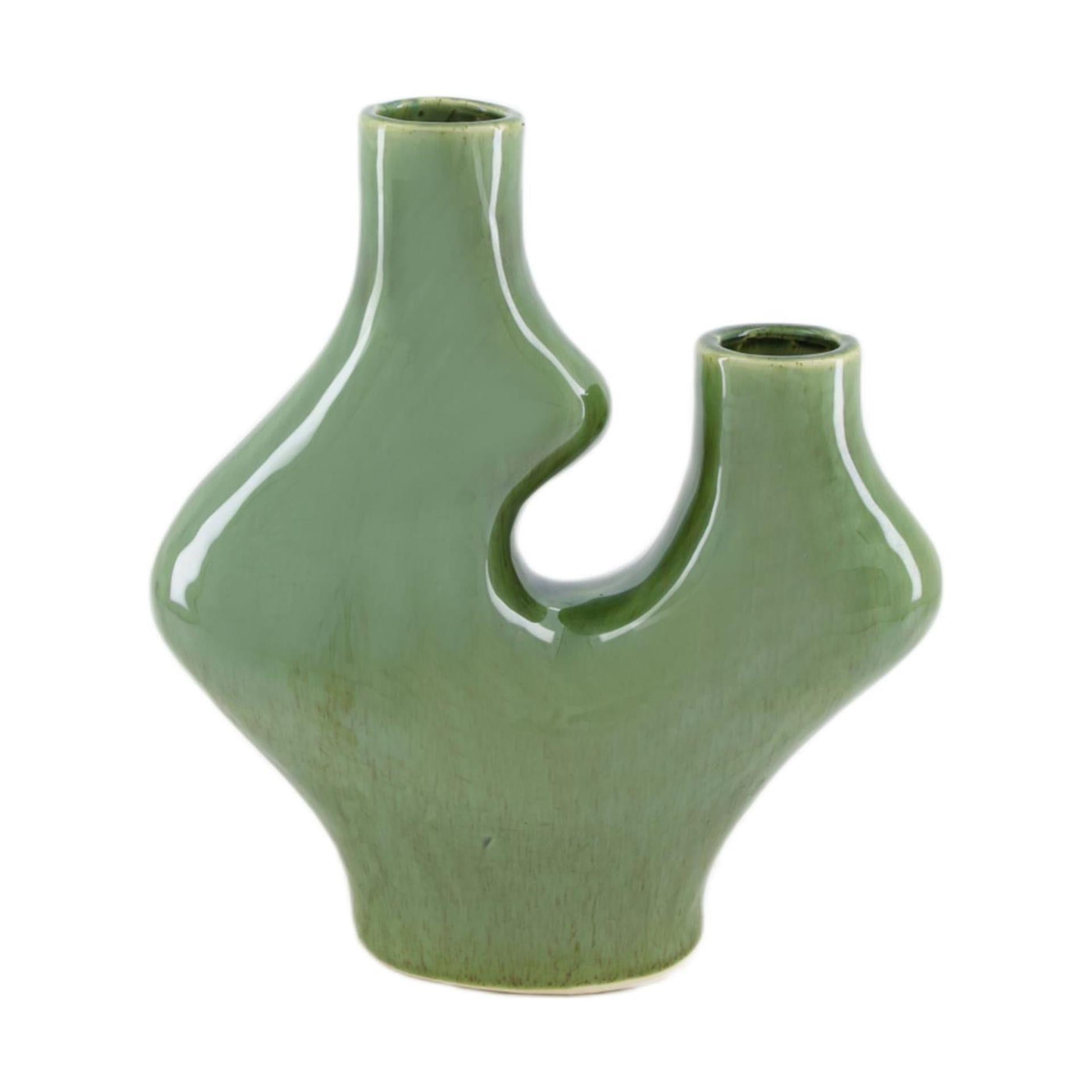 Dijk natural collections vaas keramiek groen 23,5x9x25,5cm