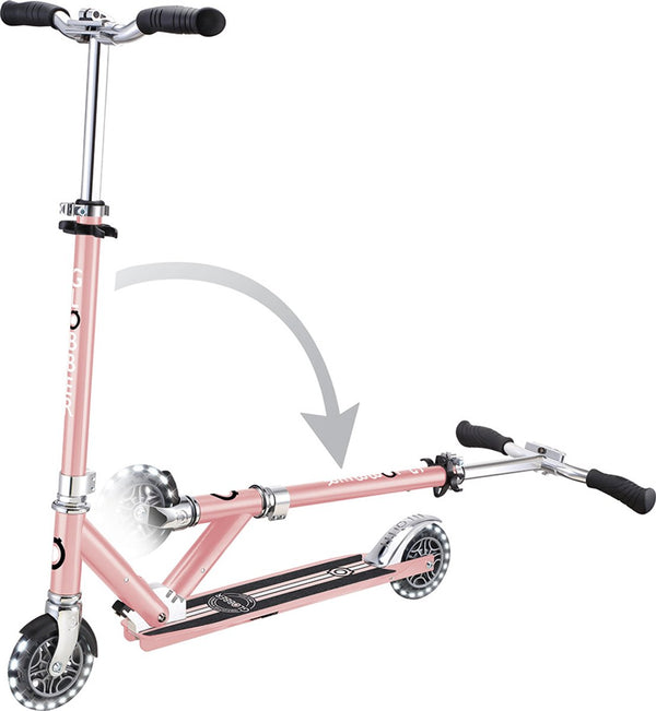 Globber kinderstep - flow - roze chrome - lichtgevende wielen - vouwbaar - vanaf 5 jaar