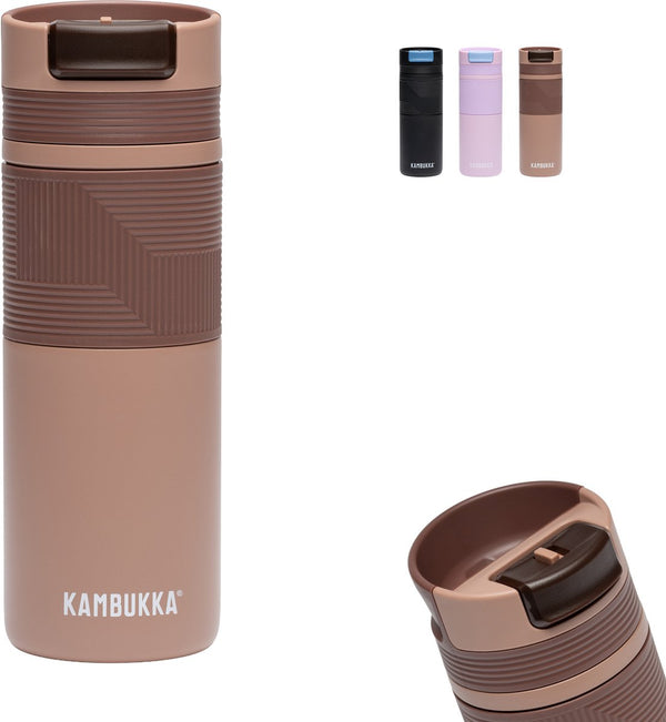 Kambukka cabo grip thermosbeker 500 ml - koffiebeker to go - lekvrije koffiebeker - rvs - mocca praline