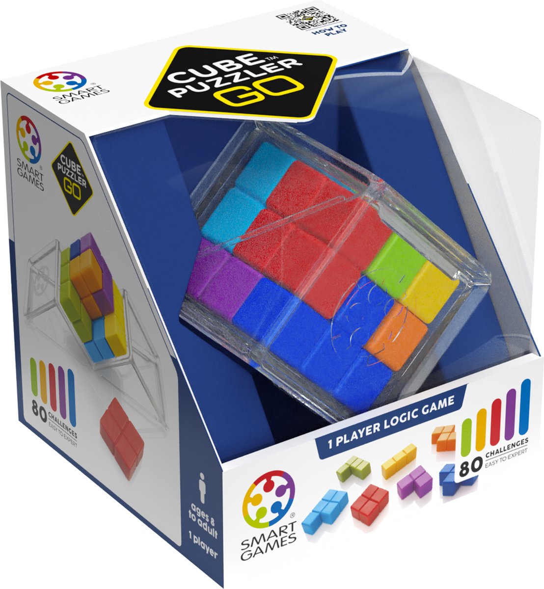 Smartgames cube puzzler go - 3d logisch denkspel - 80 educatieve kubus uitdagingen - iq breinbreker compact reisspel - vanaf 8 jaar