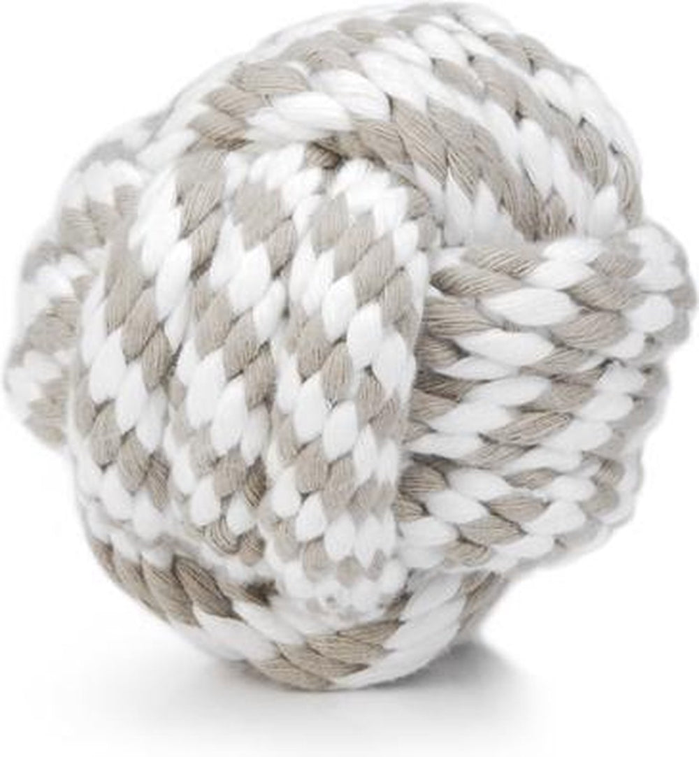 Beeztees touwbal - hondenspeelgoed - beige wit - 10 cm