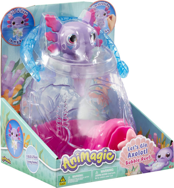 Goliath animagic let's glo axolotl aquarium - speelfiguur - lichtgevende axolotl - met eigen aquarium