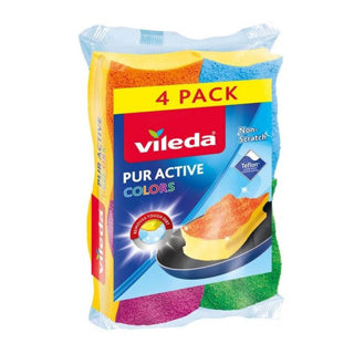 Vileda schuursponsen pur actieve kleuren 4 stuks