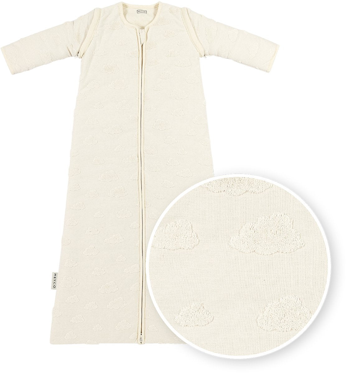 Meyco baby studio collection clouds baby slaapzak met afritsbare mouwen - natural - 90cm - 2.5 tog