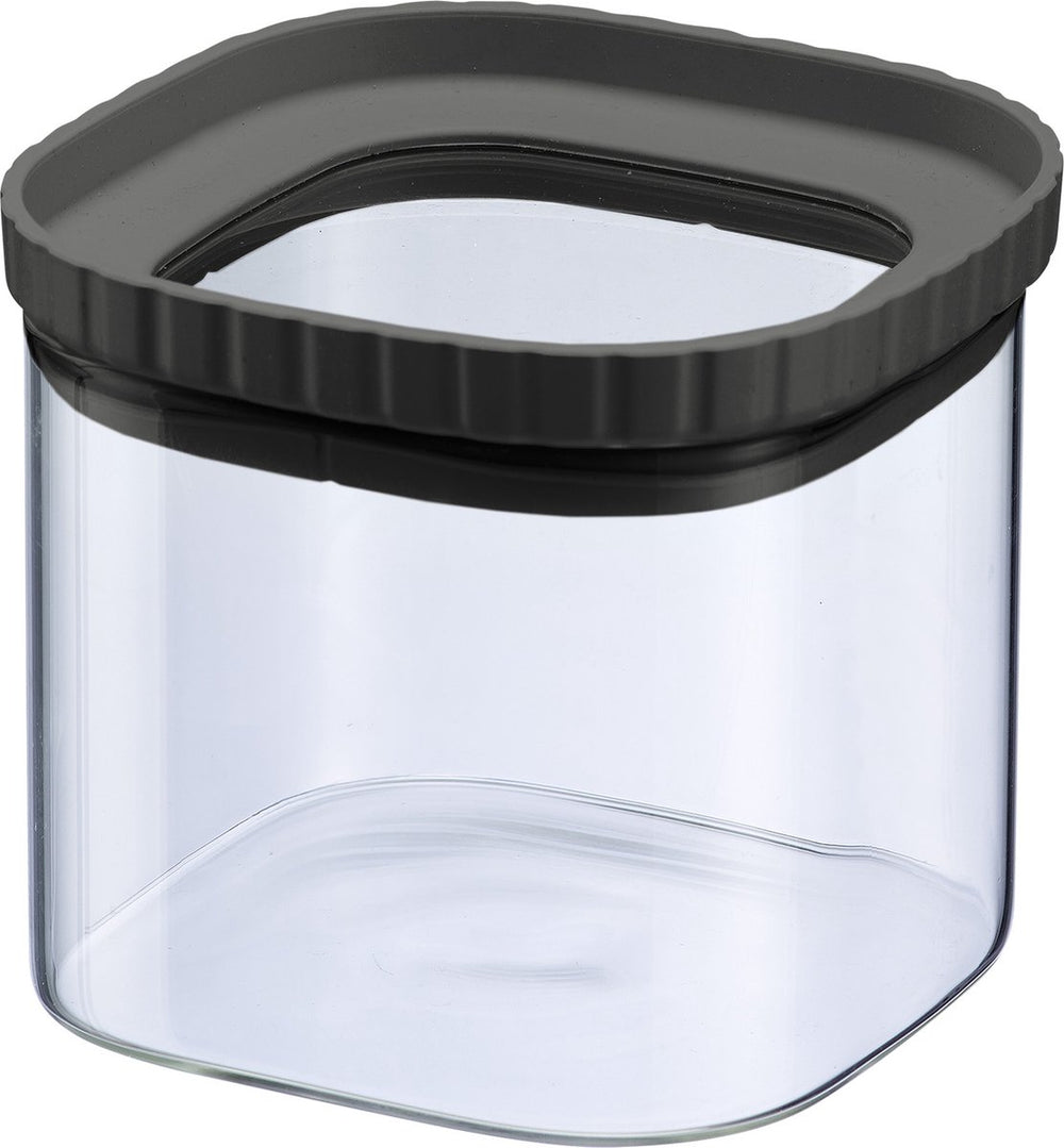 Westmark glazen pot met siliconen deksel – praktische opbergpot met deksel, ideaal voor het bewaren van pasta, kruiden, thee, snoep en veel meer, vierkant, stapelbaar – 655 ml