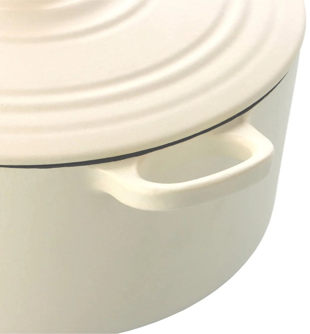 Bk bourgogne braadpan gietijzer 28cm 6.7l - inductie braadpan - gietijzeren braadpan - ovenbestendig tot 230 graden - deksel met druipringen - wit geëmailleerde binnenkant - cream white