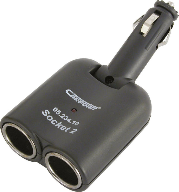 Carpoint 2-weg stekkerdoos 12 24v – sigarettenaansteker splitter – kantelbaar 90° – led indicatie – 5a – met zekering