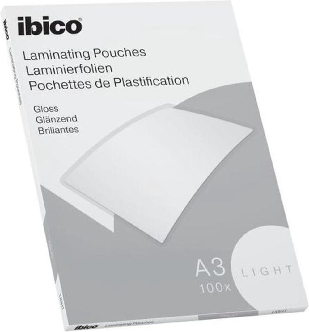 Ibico basics a3 lamineerhoezen, glanzend - 80 micron - 100 stuks - glashelder