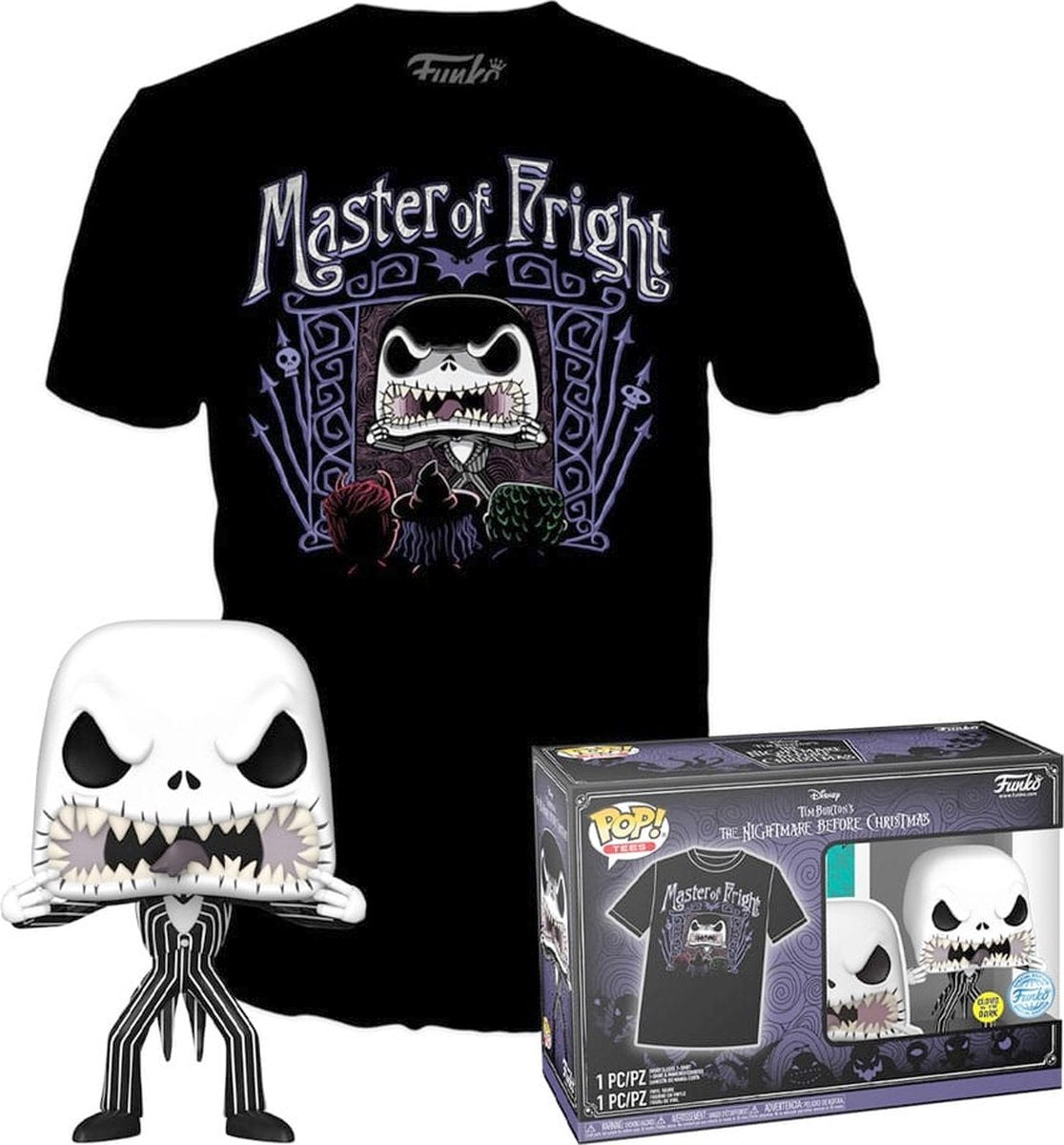 Funko the nightmare before christmas - disney pop! tee box jack skellington verzamelfiguur tshirt set - xl - zwart