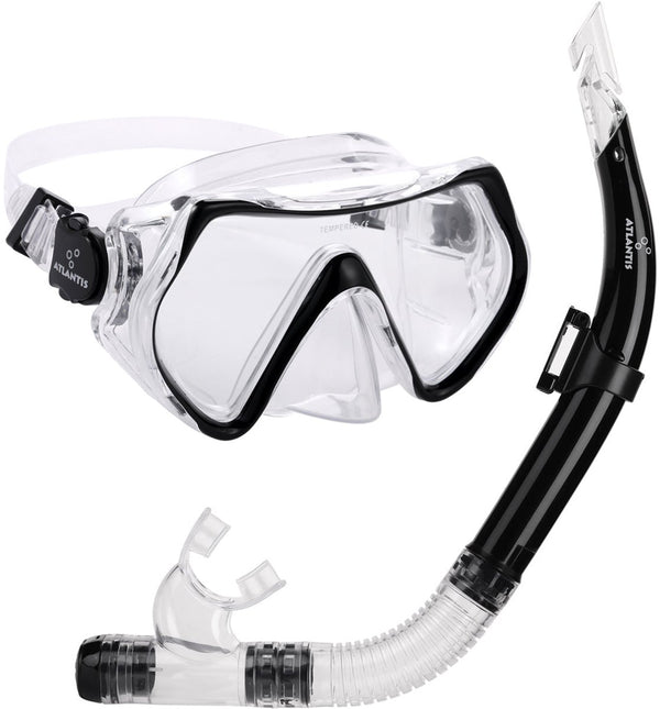 Atlantis hawaï combo - snorkelset - duikbril - snorkel - volwassenen - zwart