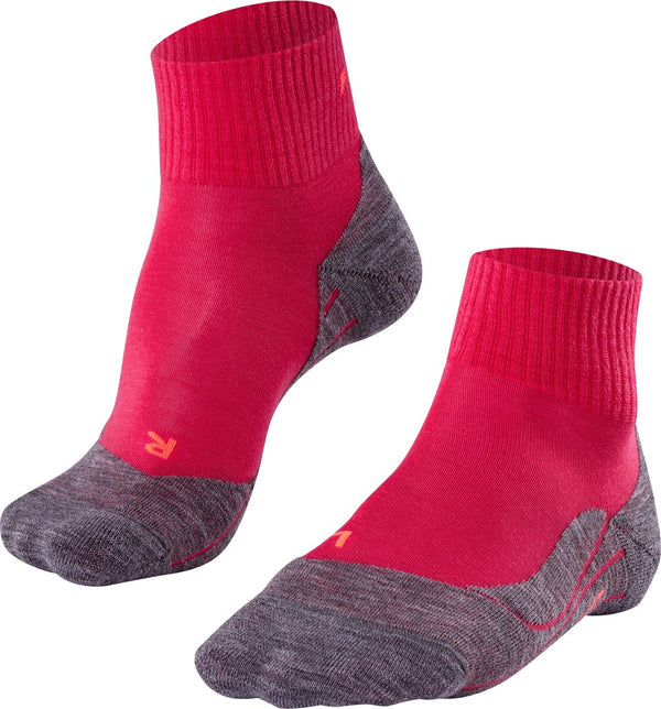 Falke tk5 short anti-blaar dun wol functioneel materiaal wandelsokken dames rood - maat 41-42