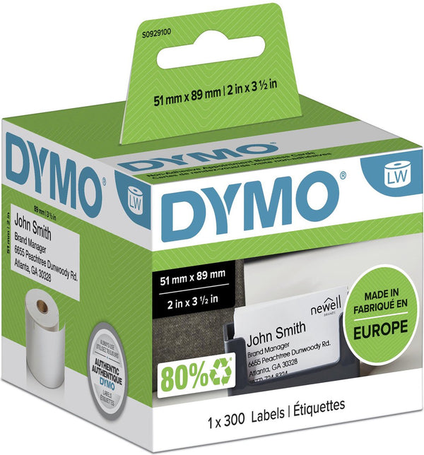 Dymo originele labelwriter afspraak- naambadgekaartjes (niet-zelfklevend) | 51 mm x 89 mm | 300 labels | voor labelwriter-labelmakers