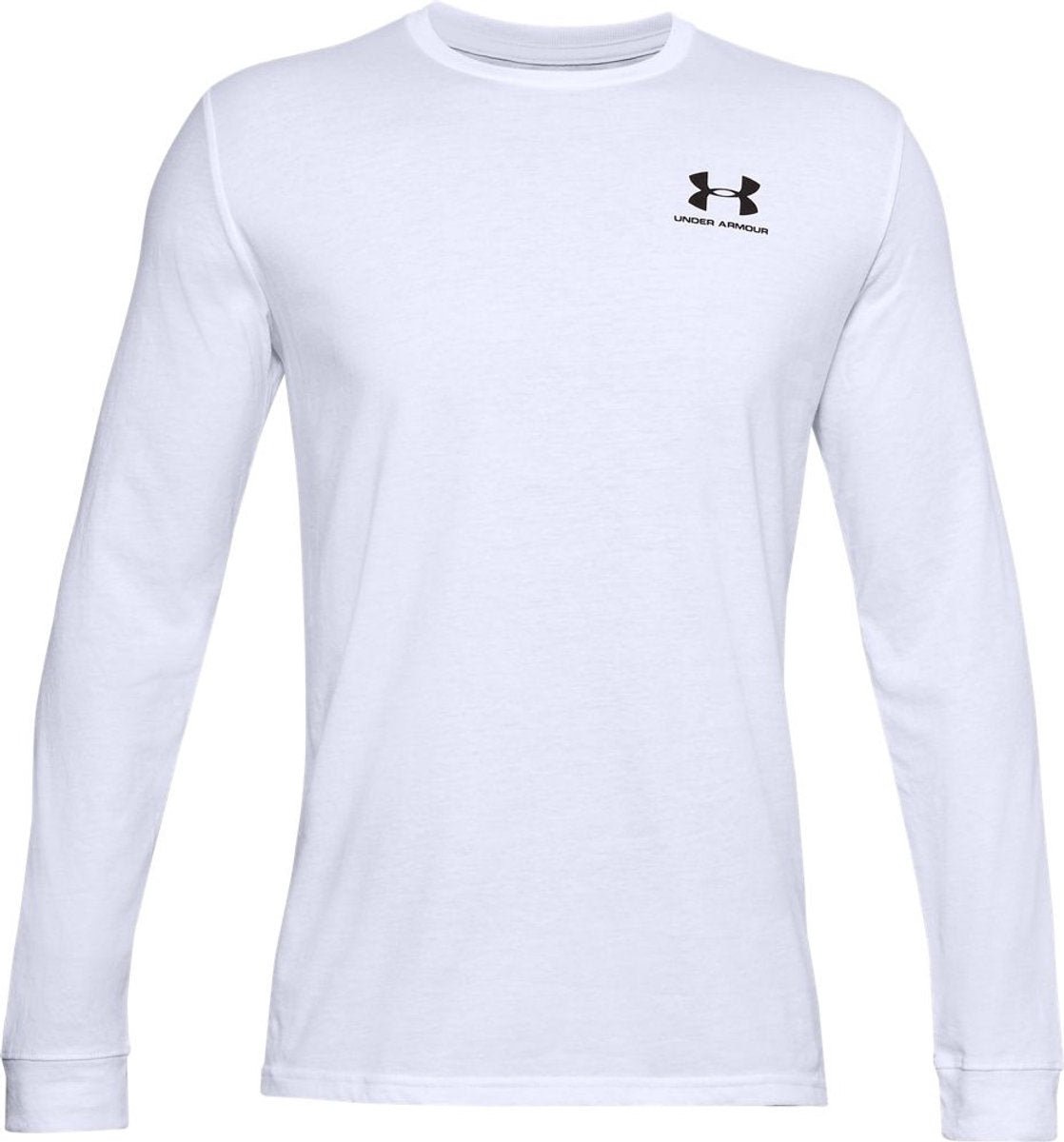 Under armour ua sportstyle left chest ls-wht heren sportshirt - wit - zwart