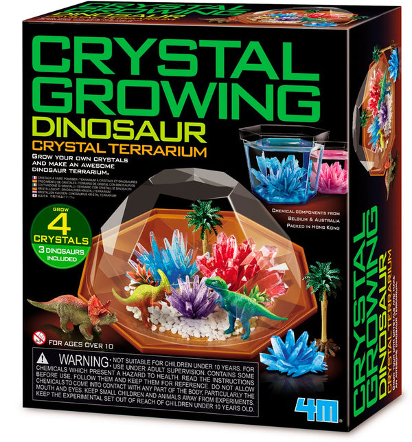 4m wetenschap en spel - groei kristallen - dino terrarium - 4 x kristal 3 x dinosaurus - 10 jaar