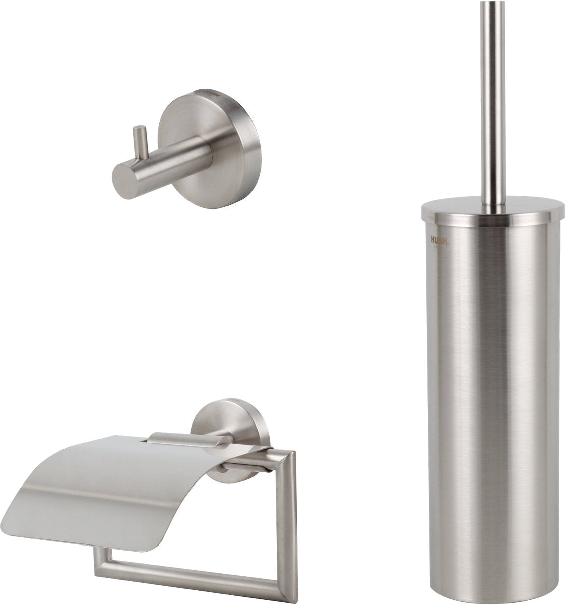 Hush. living hush living - toiletaccessoireset 3-delig - geborsteld staal - rvs