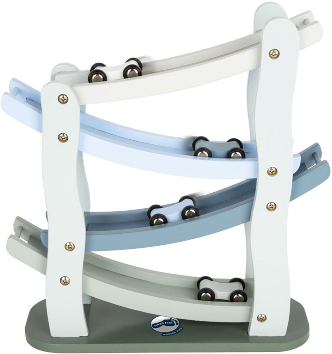 Small foot - wooden race track blue with 4 cars