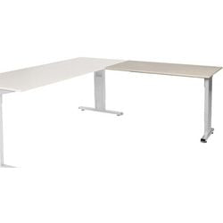 Aanbouwtafel schaffenbrg lin-pla126-lera-m25 120x60x65-85cm lindberg eik, zilver