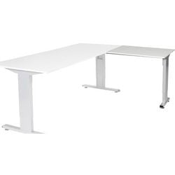 Aanbouwtafel schaffenburg lin-pla086-wira-m25 80x60x65-85cm wit, zilver