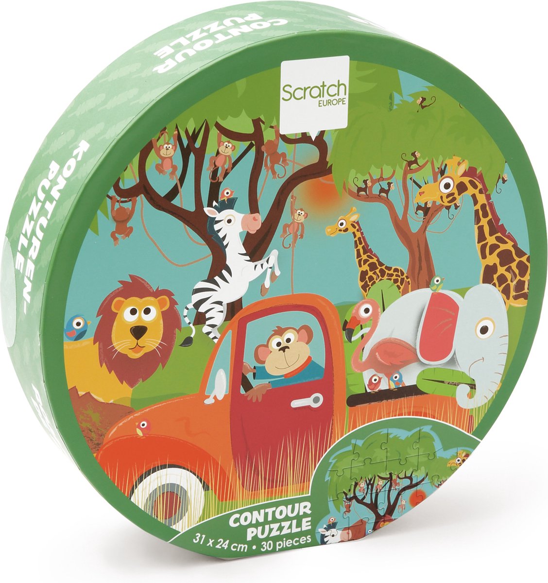 Scratch contour puzzel - safari - 31x24cm - 30 stukjes - 3 jaar