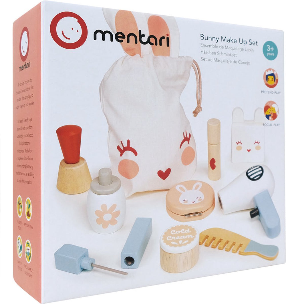 Mentari rollenspel - make up set bunny - in katoenen zak - hout - 3 jaar