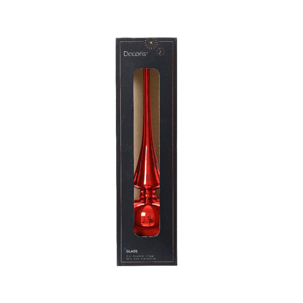 Decoris piek glas glans kerstrood dia6x26cm