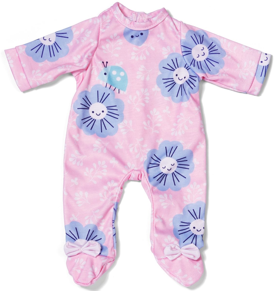 Baby born roze romper met bloemen (43 cm)