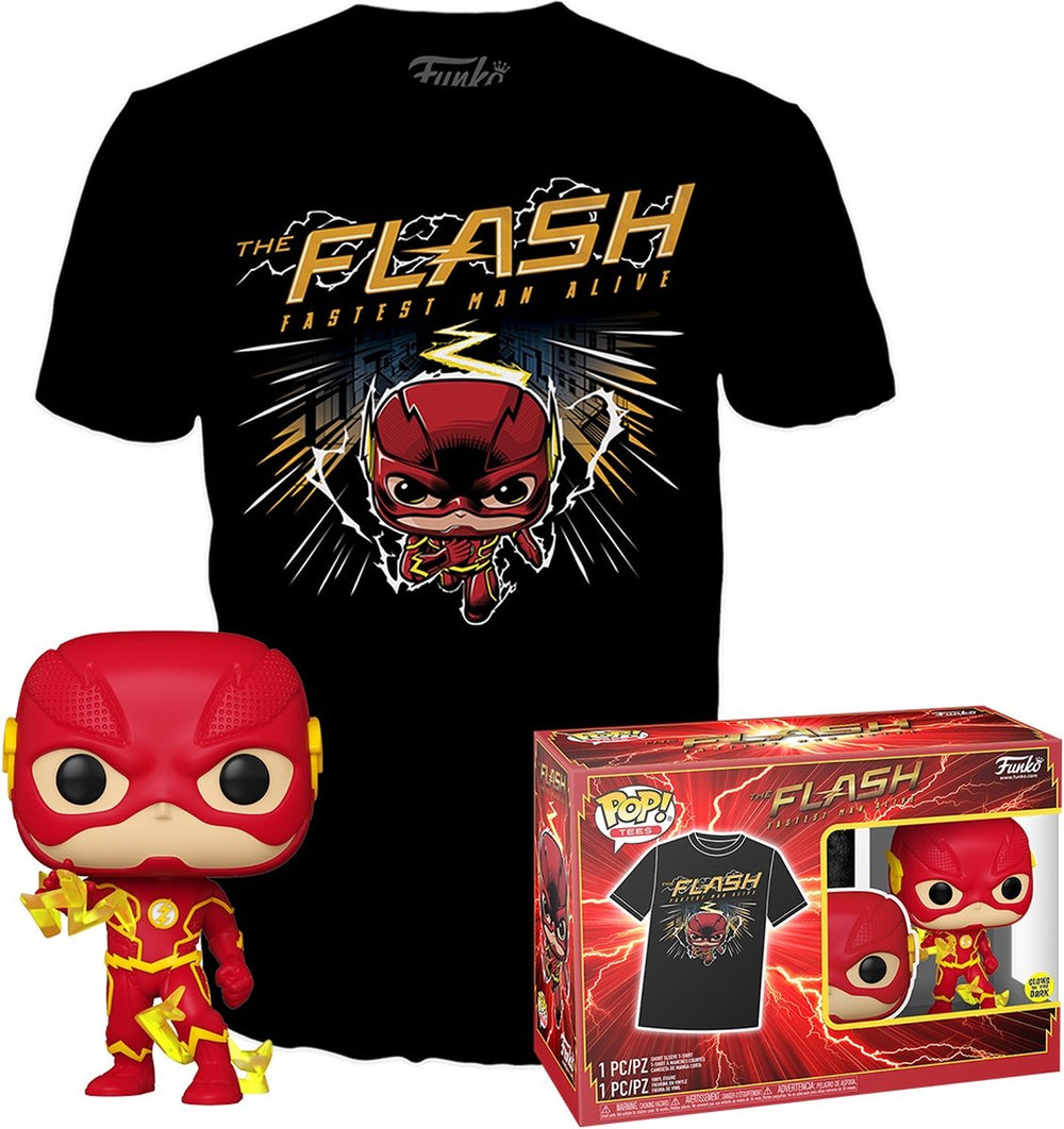 Funko the flash - pop! tee box the flash verzamelfiguur t-shirt set - l - zwart