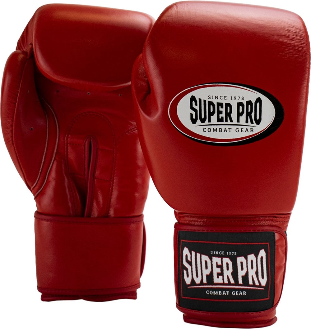 Super pro combat gear thai-pro lederen (thai)bokshandschoenen rood 16oz