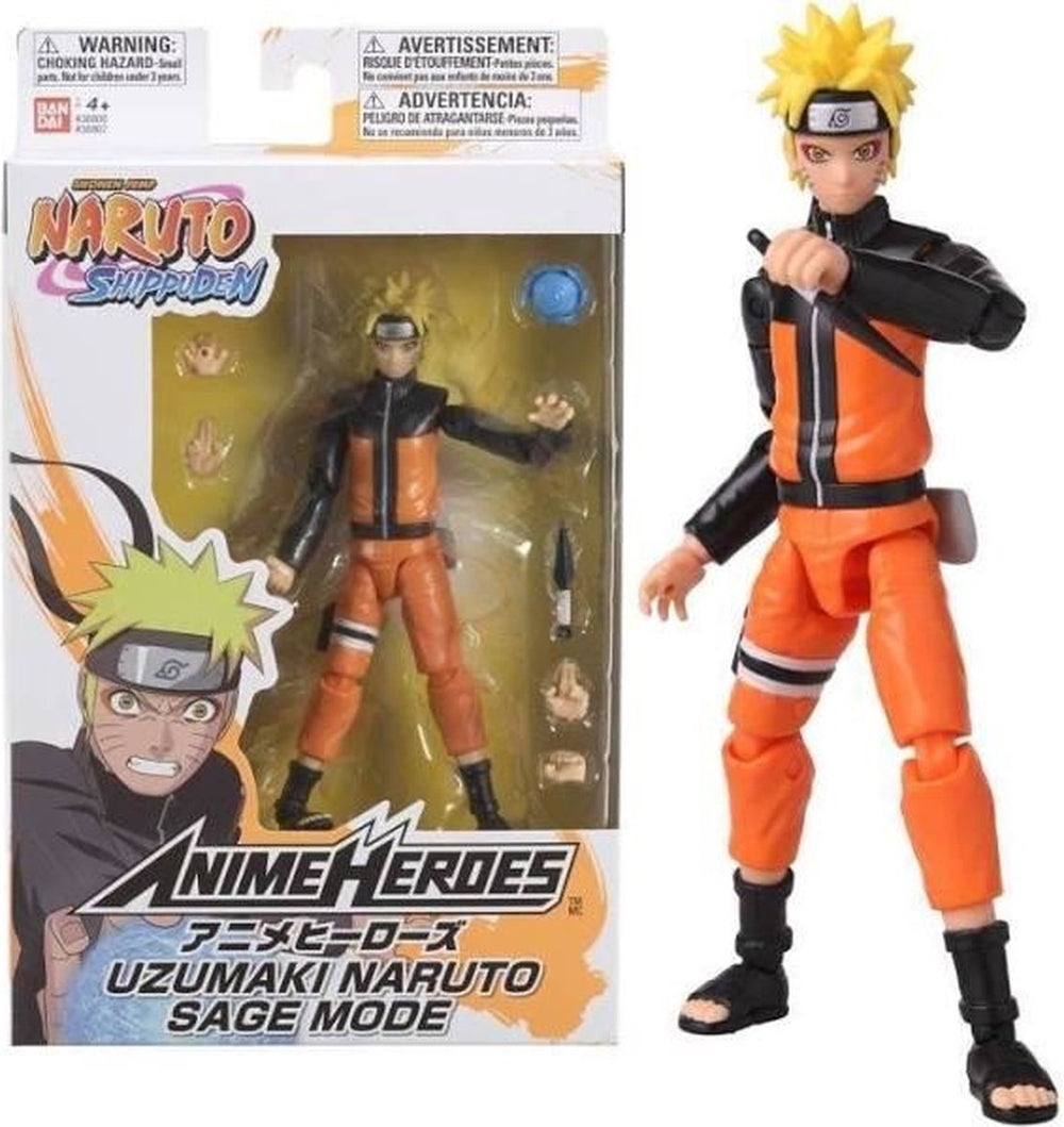 Bandai - anime heroes - naruto uzumaki figuur in kluizenaarmodus (sage-modus) - naruto shippuden - anime heroes manga actiefiguur 17 cm - naruto actiefiguur - speelgoed kind 4+ - 36907