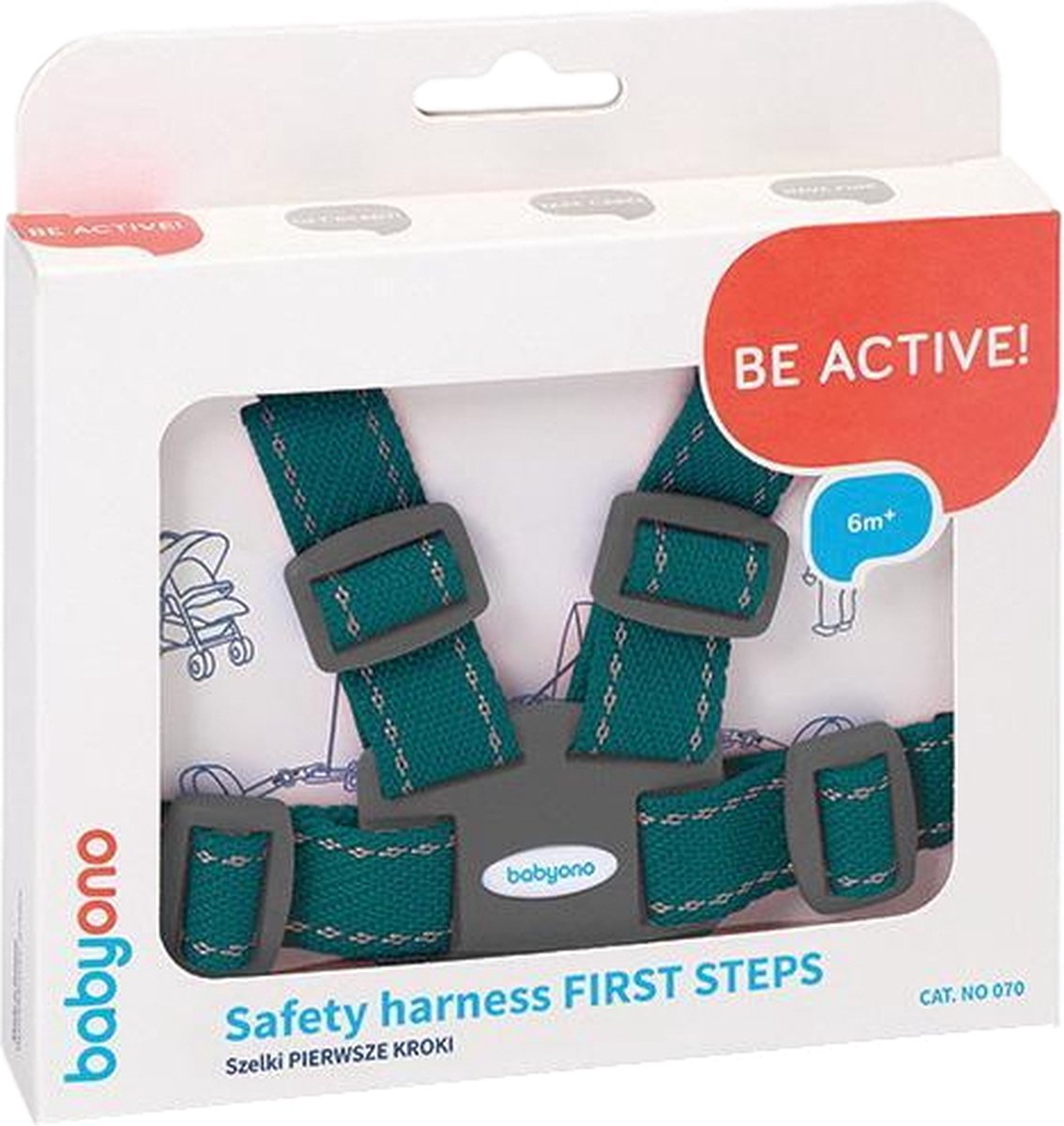 Babyono baby ono first steps groen kinderstoel tuigje met looplijn 070 03