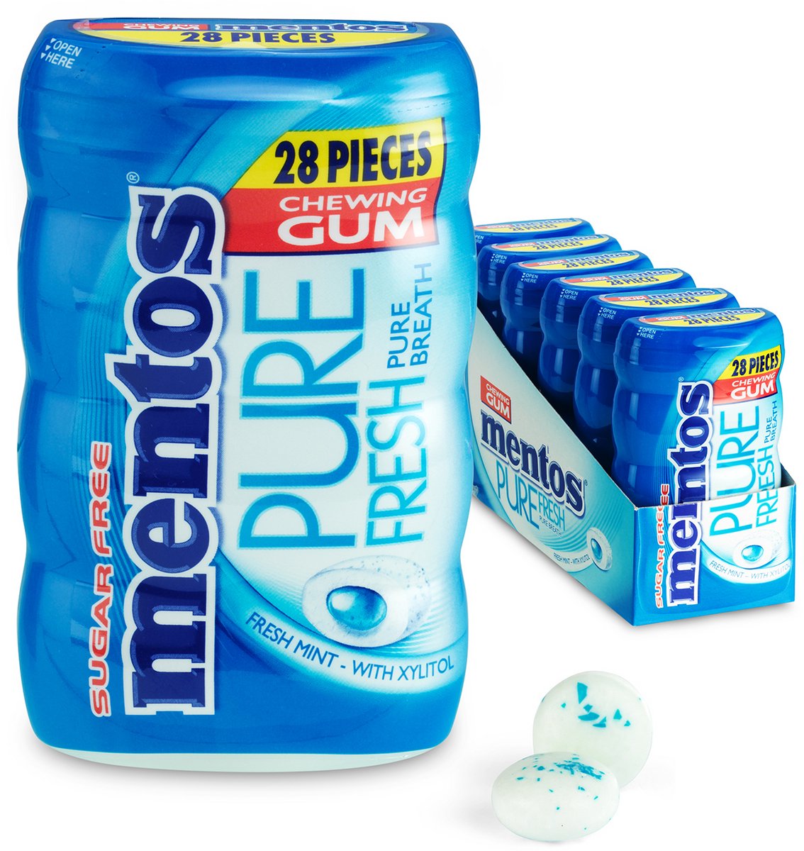 Mentos gum pure fresh freshmint - kauwgom - suikervrij - 6x28stuks
