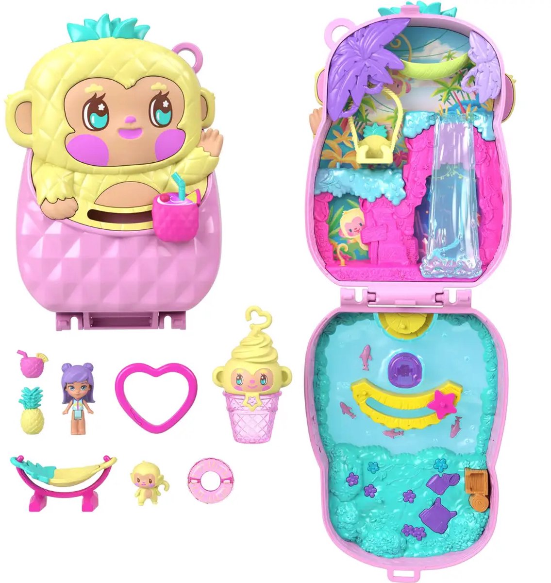 Polly pocket ananas aapje compacte speelset