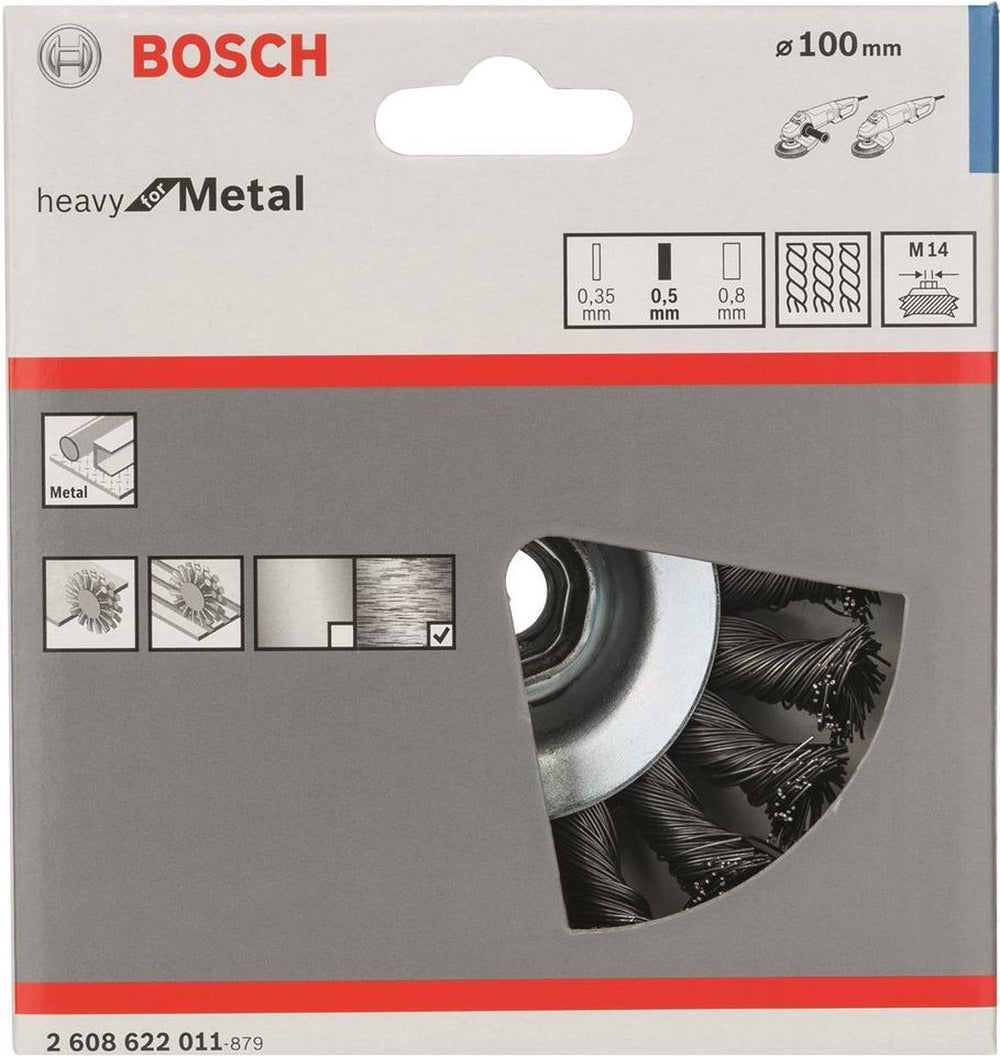 Bosch m14 kegelborstel 100 vlecht 0.5 staal
